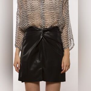 NANUSHKA Milo Sarong Vegan Leather Mini Skirt Black S M NWT